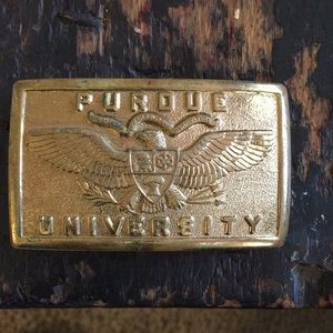 Vintage Purdue Brass Belt Buckle